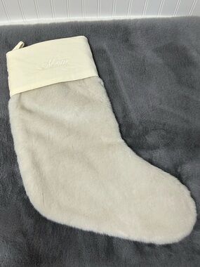 Pottery Barn Alpaca Faux Fur large Christmas Stocking ivory